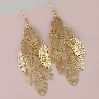 Alloy Perforated Disc Fringed Earring