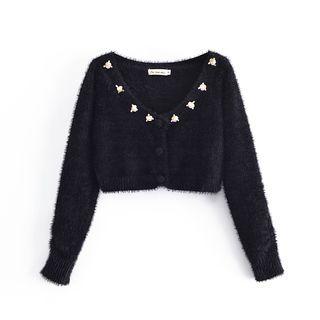 Flower Accent Cropped Cardigan / Camisole Top / Shorts