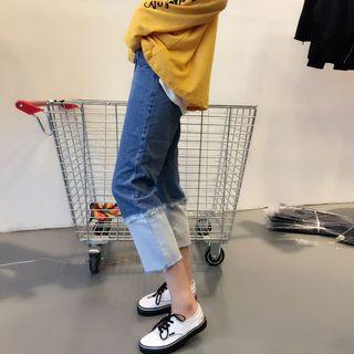 Straight-cut Paneled Cropped Jeans