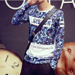 Camouflage Letter Long-sleeve T-shirt