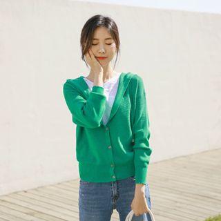 V-neck Hooded Cardigan