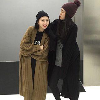 Open Front Ribbed Long Cardigan