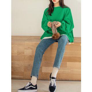 Plus Size Brushed-fleece Sweatshirt In 5 Colors