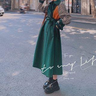 Plaid Panel Color Block Wool Jacket