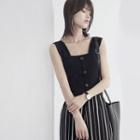 Lightweight Buttoned Sleeveless Knit Top