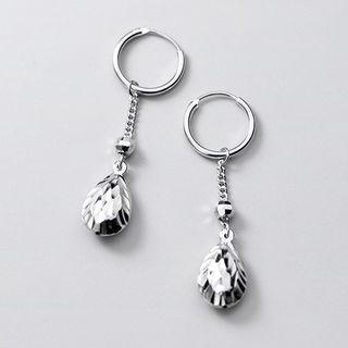 925 Sterling Silver Diamond-cut Water Drop Earring 1 Pair - S925silver - One Size