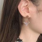 Non-matching Houndstooth Alloy Square Dangle Earring 1 Pair - Al2455 - As Shown In Figure - One Size