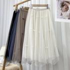 Reversible Bow Mesh Midi A-line Skirt