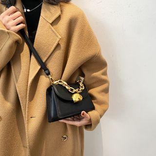 Faux Leather Chained Handle Crossbody Bag