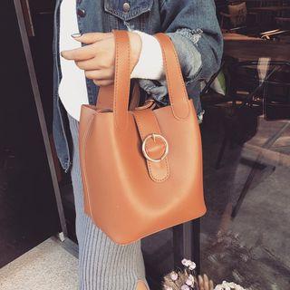 Faux-leather Buckled Bucket Bag