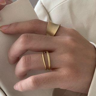 Set Of 2: Matte Alloy Open Ring