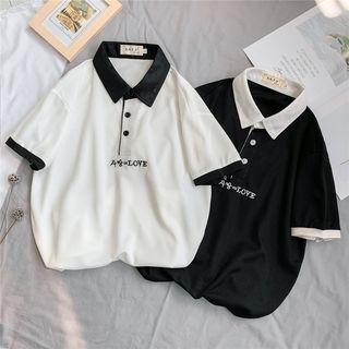 Short-sleeve Polo Collar Embroidered T-shirt