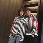 Couple Matching Turtleneck Striped Pullover