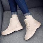 Genuine Leather Lace-up Snow Short Boots