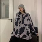 Cow Print Sweatshirt Dairy Cow - Gray - One Size