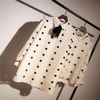 Long-sleeve Dotted Chiffon Top / Long-sleeve Dotted Mini Chiffon Dress