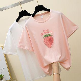 Short-sleeve Fruit Applique T-shirt