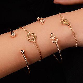 Set Of 4: Open Bangles & Bracelets 01 - 10593 - Gold - One Size