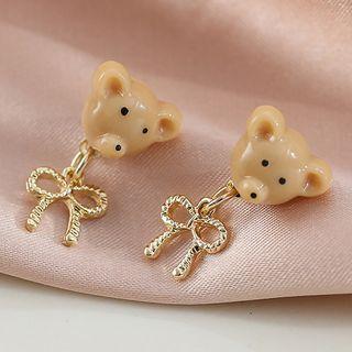 Bear Bow Drop Earring / Clip-on Earring