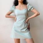Short-sleeve Scoop Neck Mini A-line Dress