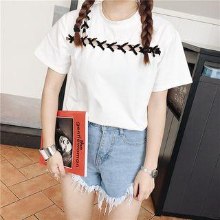 Lace Up Detail Short Sleeve T-shirt