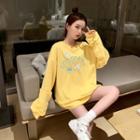Flower Embroidered Pullover Yellow - One Size