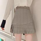 Plaid Accordion Pleat Mini A-line Skirt