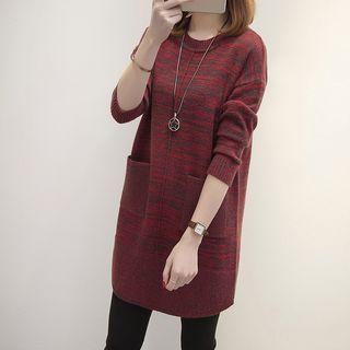 Melange Long Sleeve Knit Dress