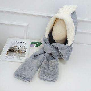 Rabbit Ear Hooded Fluffy Scarf