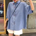 Button Detail Elbow-sleeve Shirt / Wide-leg Shorts