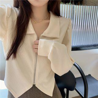 Puff-sleeve Zip Polo Shirt