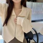 Puff-sleeve Zip Polo Shirt
