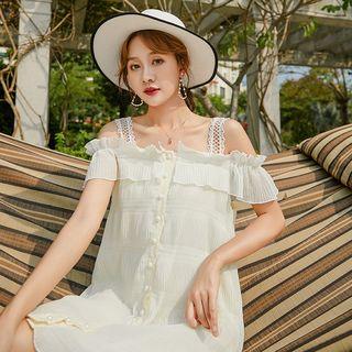 Short-sleeve Cold Shoulder Chiffon Dress