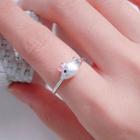 925 Sterling Silver Mouse Open Ring Silver & Pink - One Size