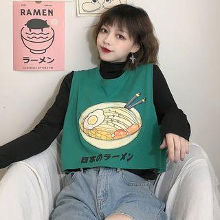 Print Sleeveless Top / Long-sleeve T-shirt