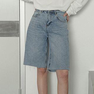 Washed Straight-leg Shorts
