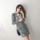 Tie-neck Tweed Sheath Dress