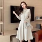 Lace Panel A-line Dress / Knit Capelet