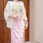Set: Lace Camisole Top + A-line Skirt + Cover-up Jacket