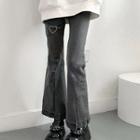 Front-slit Bootcut Cropped Jeans
