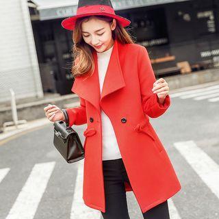 Drawstring-waist Lapel Wool Jacket