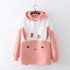 Rabbit Print Hoodie Red - One Size