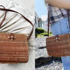 Woven Rattan Shoulder Bag Brown - One Size
