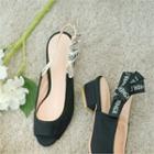Peep-toe Lettering Sling Back Pumps