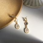 Non-matching Faux Crystal Drop Earring 1 Pair - White Drop - Gold - One Size