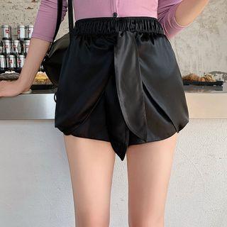 High-waist Wide Leg Shorts Black - One Size