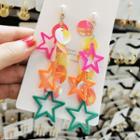 Faux Pearl Acrylic Star & Disc Dangle Earring 1 Pair - As Shown In Figure - One Size