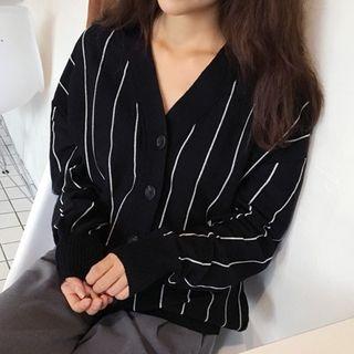 Pinstriped Cardigan Black - One Size