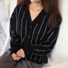 Pinstriped Cardigan Black - One Size