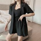 Set: Sleeveless Belted Playsuit + Short Sleeve Blazer